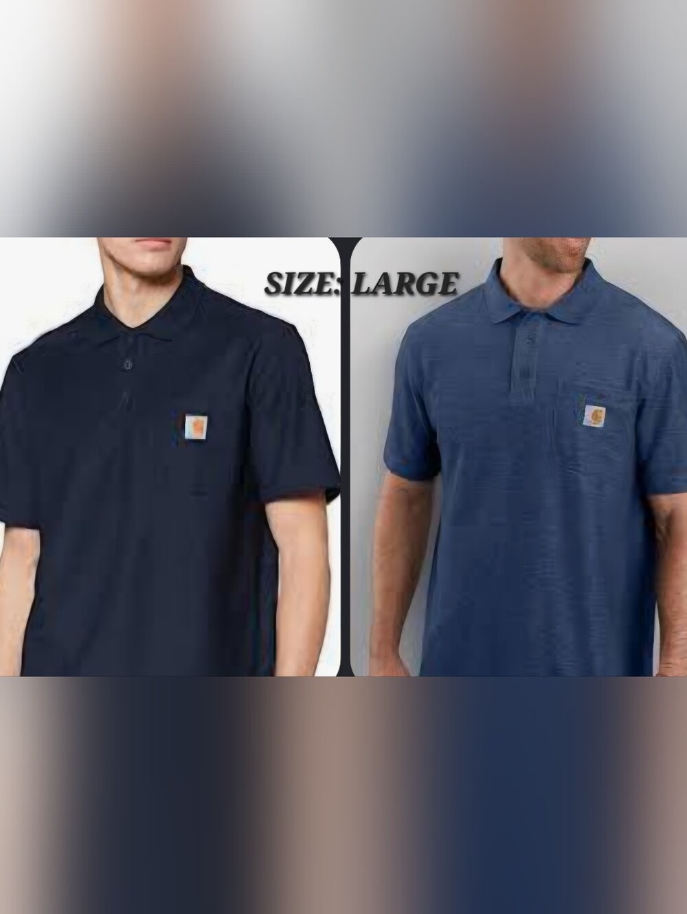 Carhartt Men's Large Blue & Navy Polo Shirts (2 Pack) Bundle